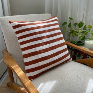 NEW 20x20 Rust and White Striped Indoor Pillow